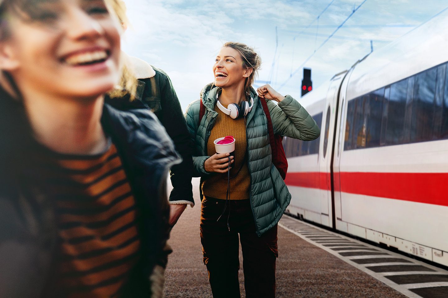 a german train passes a train station