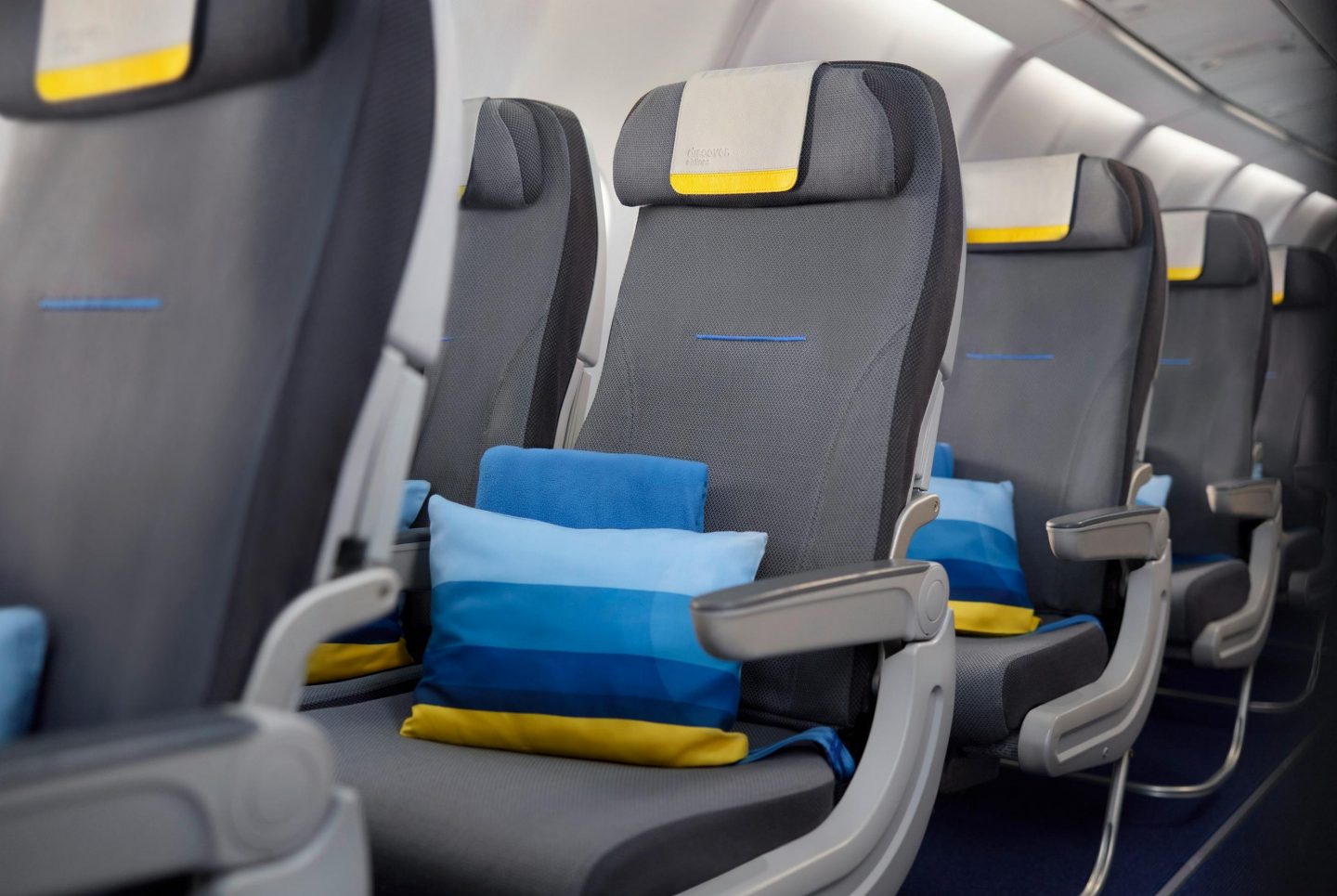 Collection of onboard images from our A330 (-KB) showcasing the different travel classes: Business Class, Premium Economy Class, and Economy Class.