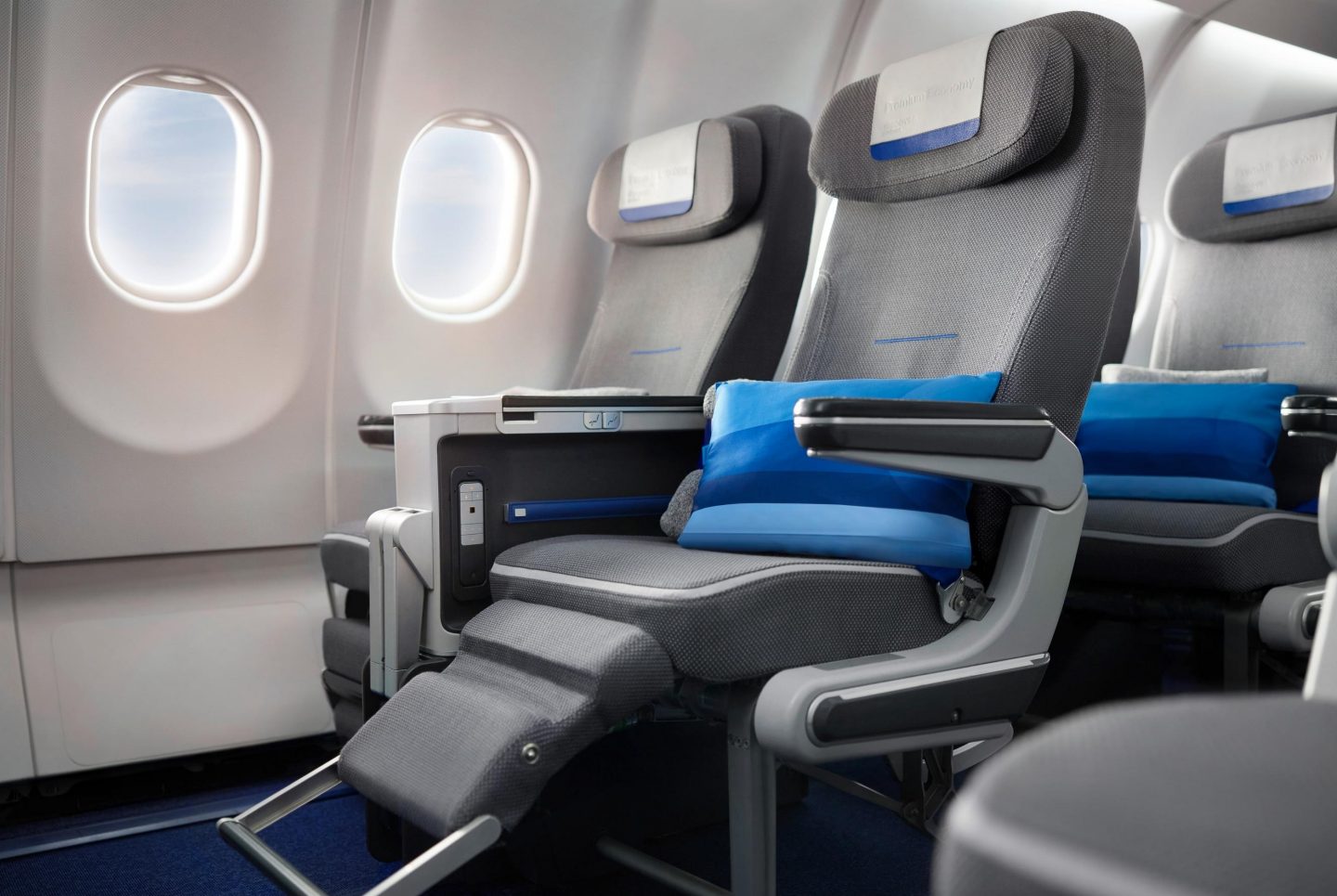 Collection of onboard images from our A330 (-KB) showcasing the different travel classes: Business Class, Premium Economy Class, and Economy Class.